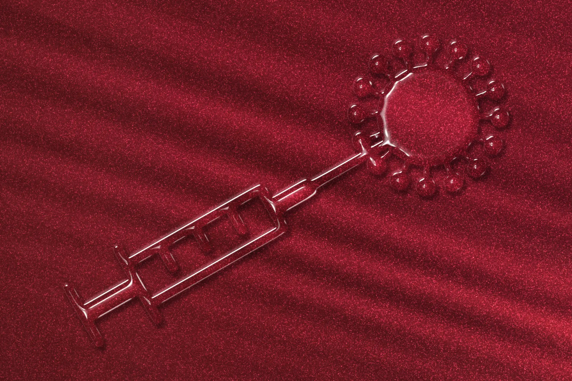 stop coronavirus concept medical syringe symbol vaccination red background